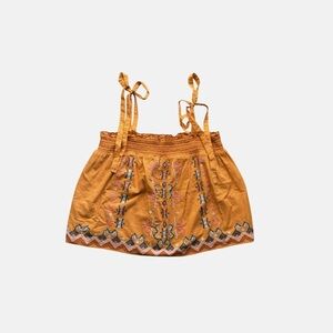Anthropologie Floral Embroidered Good Swing Tank Top